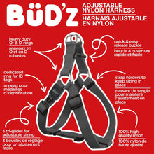Load image into Gallery viewer, Bud'z Harnais ajustable en nylon pour chien - Gris
