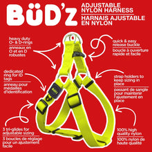 Load image into Gallery viewer, Bud'z Harnais ajustable en nylon pour chien - Jaune néon
