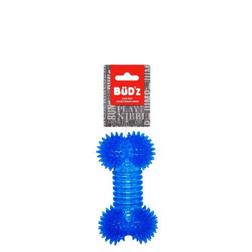 Bud'z Jouet en caoutchouc pour chien, Os à pointes , bleu