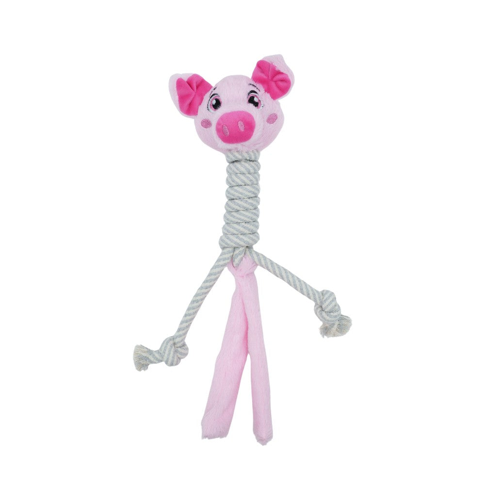 Bud'z Jouet en peluche avec corde pour chien - Cochon à long cou 45 cm