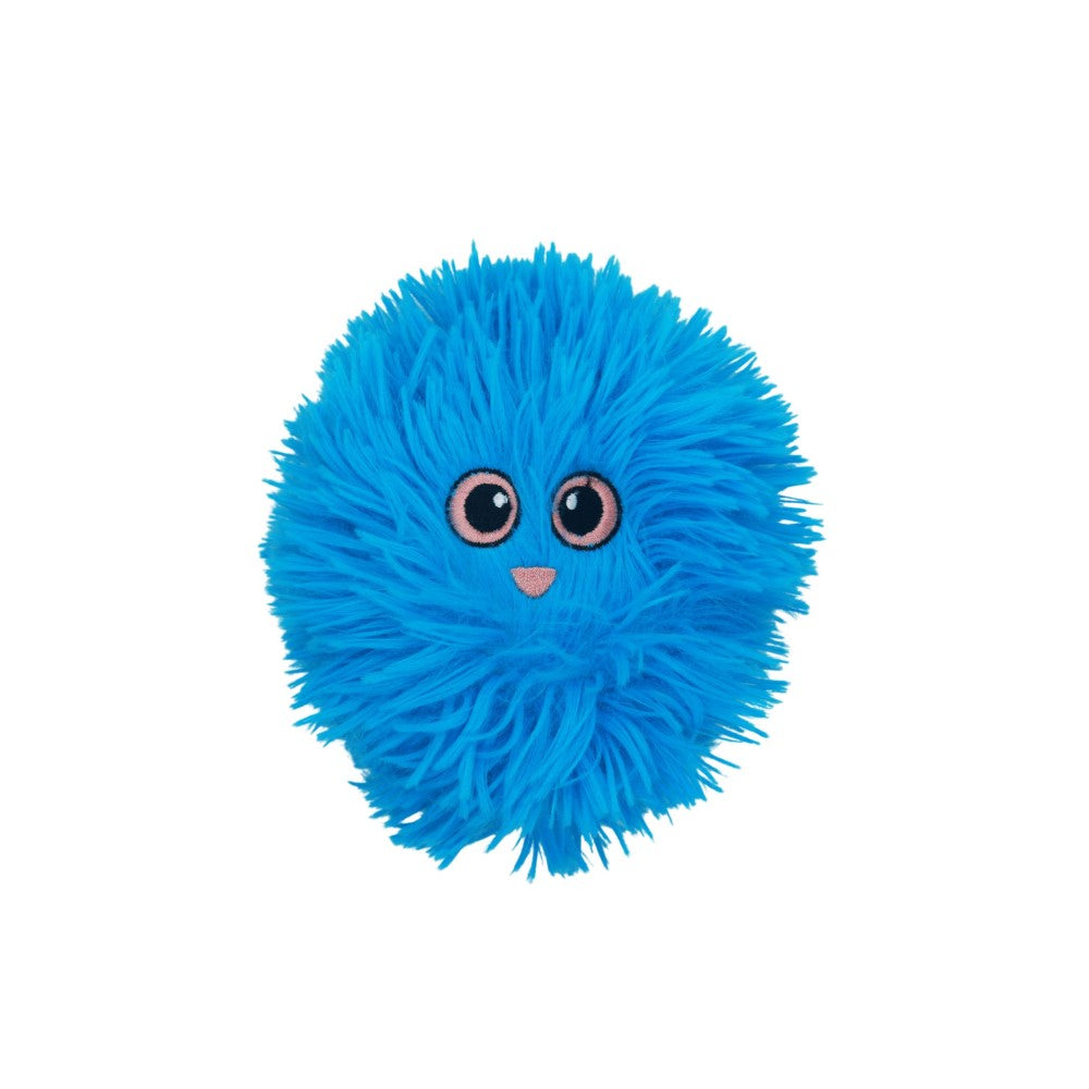 Bud'z Jouet en peluche pour chien - 3 tissus - Petite balle joufflue - Bleu 10 cm