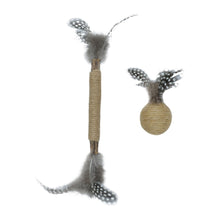 Load image into Gallery viewer, Bud'z Jouet pour chat - Duo Matatabi - Bâtonnet &amp; la balle en jute avec plumes
