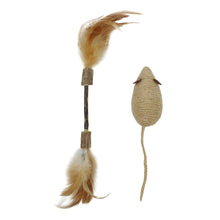 Load image into Gallery viewer, Bud'z Jouet pour chat - Duo Matatabi - Bâtonnet avec plumes &amp; la souris en jute
