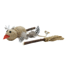Load image into Gallery viewer, Bud'z Jouet pour chat - Duo Matatabi - Oiseau &amp; balais en jute avec plumes
