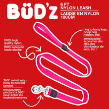 Load image into Gallery viewer, Bud'z Laisse en nylon pour chien - Rose néon
