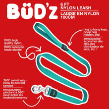 Load image into Gallery viewer, Bud'z Laisse en nylon pour chien - Turquoise
