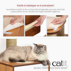 Meuble Catit Vesper Base Géante, noyer, 89 x 64 x 133 cm
