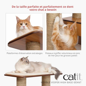 Meuble Catit Vesper Base Géante, noyer, 89 x 64 x 133 cm