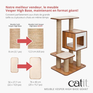 Meuble Catit Vesper Base Géante, noyer, 89 x 64 x 133 cm