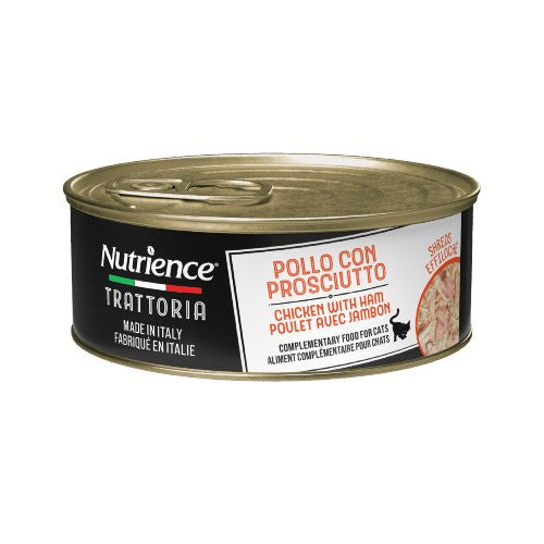 Conserve pour chat Nutrience Trattoria 70 gr - Effiloché aux poulet avec jambon