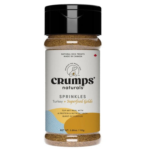 Crumps' Naturals Gâteries pour chien - Flocons à saupoudrer - Dinde + Superaliment Or 110 gr