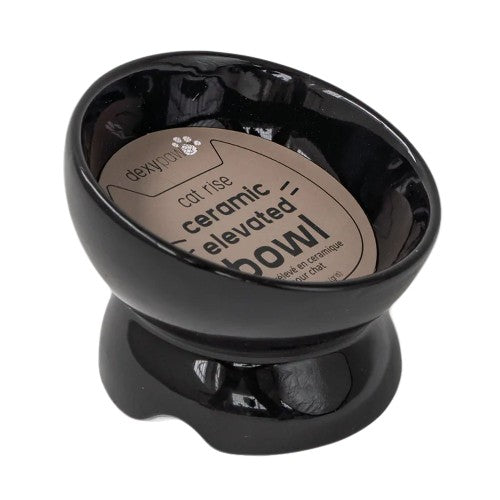 Dexypaws Bol surélevé en céramique pour chat 7 oz, Noir