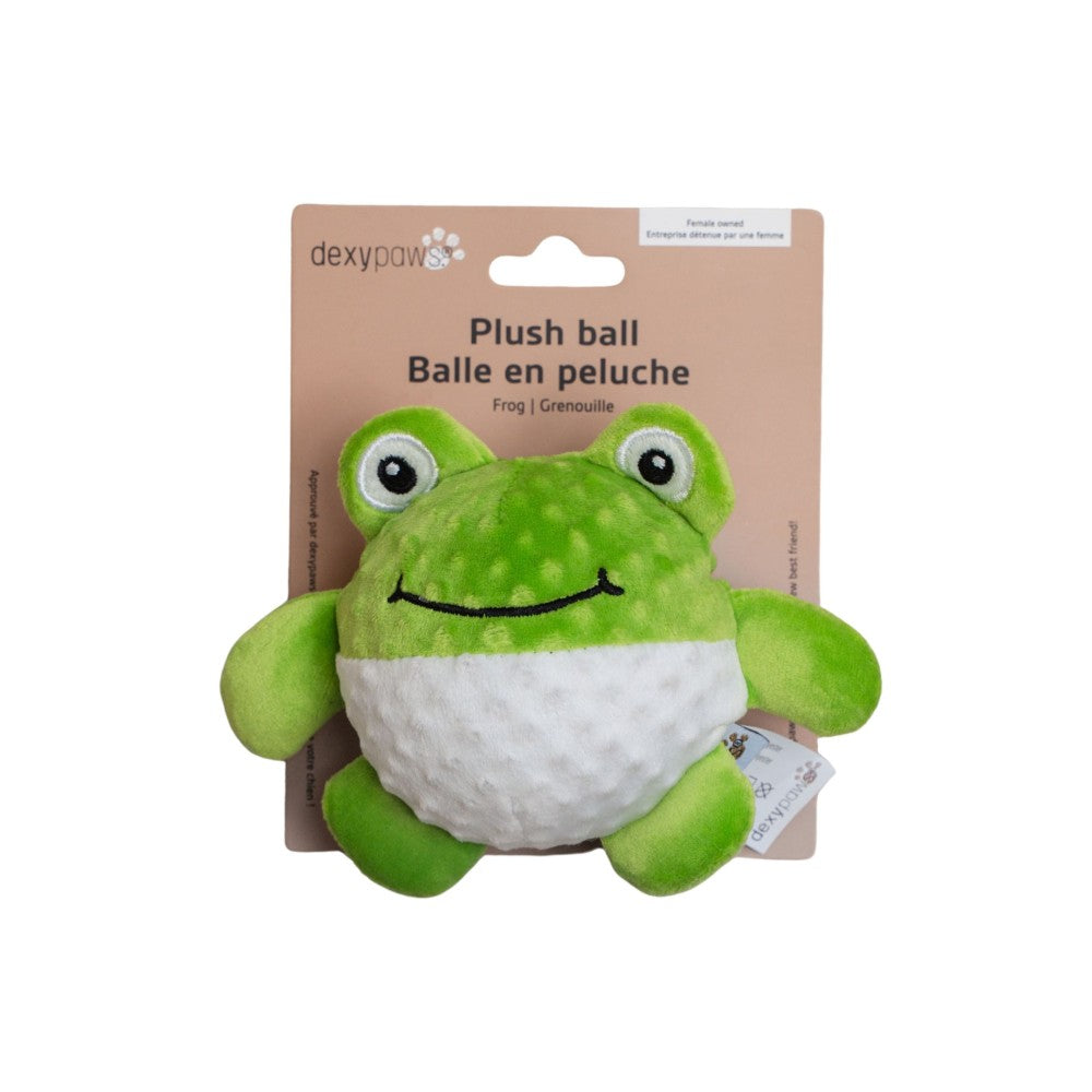 Dexypaws Jouet en peluche avec balle intégrée pour chien - Grenouille