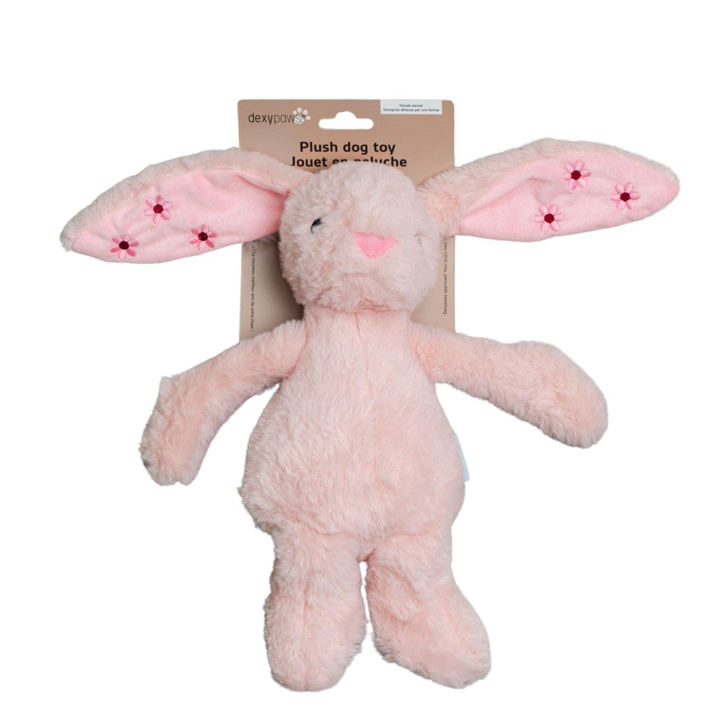 Dexypaws Jouet en peluche pour chien - Lapin rose poudré