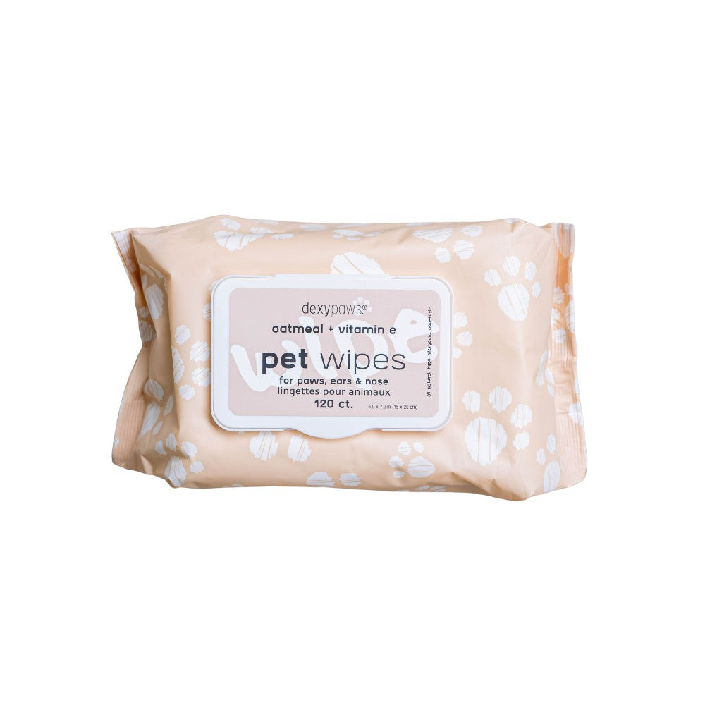 Dexypaws Lingettes pour animaux - Avoine & vitamine E - Paquet de 120