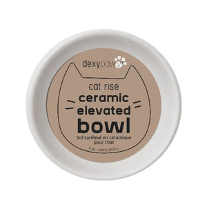 Dexypaws Bol surélevé en céramique pour chat 7 oz, Blanc