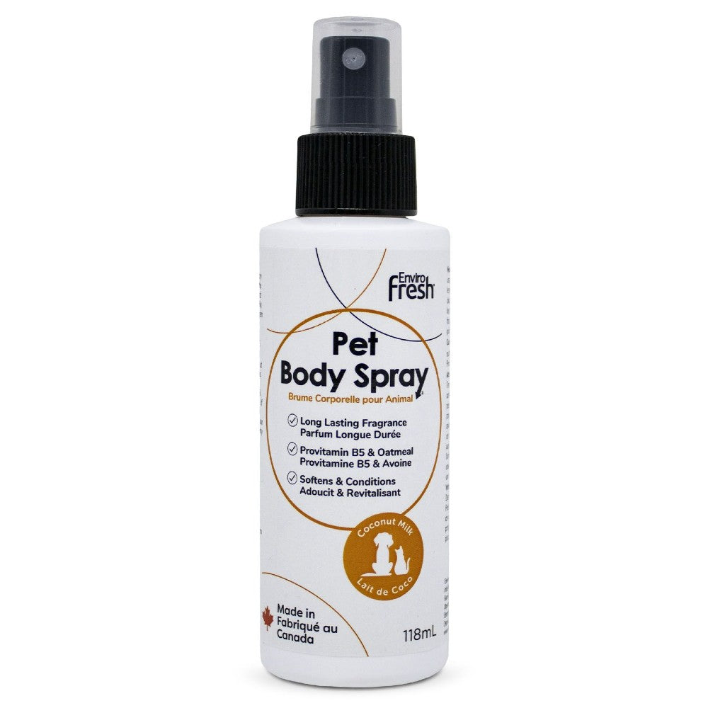 Envirofresh Brume corporelle pour animaux - Provitamine B5 & avoine - Lait de coco 118 ml