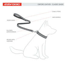 Charger l&#39;image dans la galerie, Ezydog Laisse Oxford en cuir, Noire
