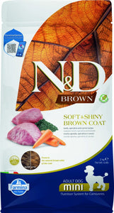 Farmina N&D Brown (pelage Brun) sans grains chien agneau, kelp & carotte mini 4.4 Lb