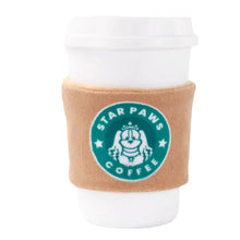 Load image into Gallery viewer, Hugsmart "Heure du Café" Jouet en caoutchouc &amp; tissu craquant pour chien - Café Starpaws
