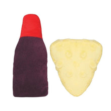 Load image into Gallery viewer, Hugsmart "Meow Buddies" Jouet en peluche avec herbe à chat - Duo vin &amp; fromage
