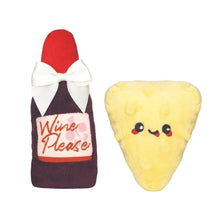 Load image into Gallery viewer, Hugsmart "Meow Buddies" Jouet en peluche avec herbe à chat - Duo vin &amp; fromage
