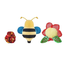 Load image into Gallery viewer, Hugsmart "Meow Buddies" Jouet en peluche avec herbe à chat - Trio balle, fleur &amp; abeille
