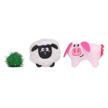 Load image into Gallery viewer, Hugsmart "Meow Buddies" Jouet en peluche avec herbe à chat - Trio Balle, mouton &amp; cochon
