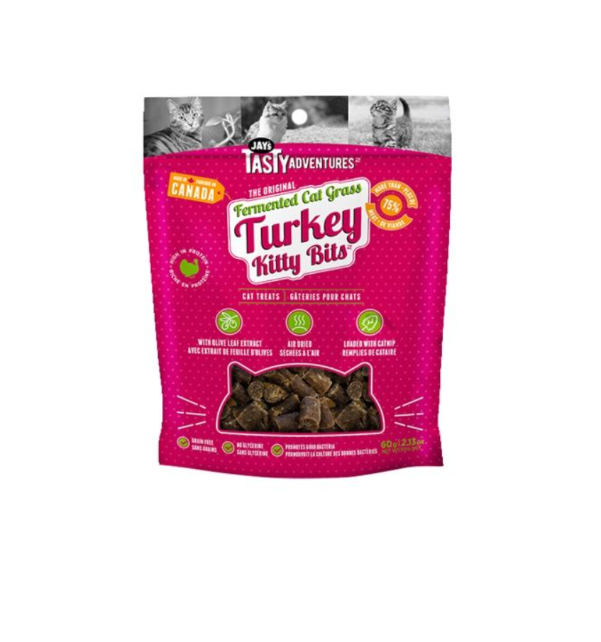 Jay's Kitty Bits, Gâteries Fermentées Pour Chat, Dinde 60gr