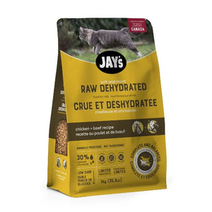 Jay's Nourriture crue & déshydratée pour chat, Recette au poulet & au boeuf