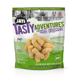 Jay's Tasty Adventures Gâteries pour chien croustilles croquantes, Foie de boeuf & pois jaune 85gr