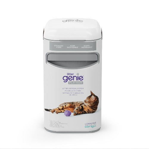 Litter Genie - Platinum - Poubelle à litière fait d'acier inoxydable pour chat