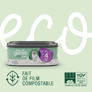 Litter Genie Recharge Jumbo Eco pour poubelle Litter Genie, Dure jusqu'à 4 mois