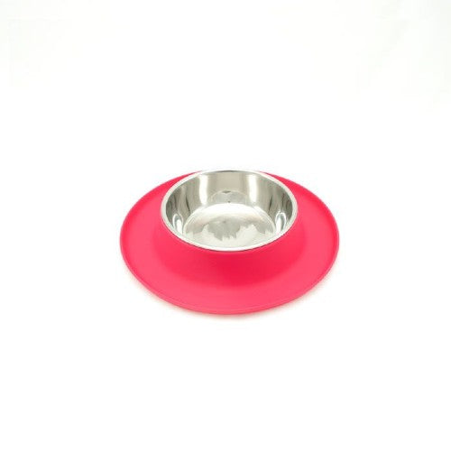 Messy Mutts Bol en inox avec base en silicone, Rouge