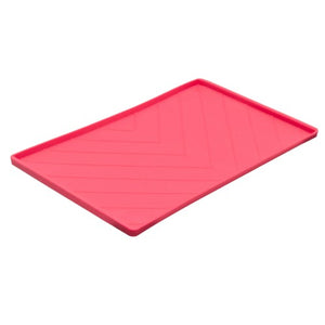 Messy Mutts Tapis en silicone avec travers de métal, Rouge