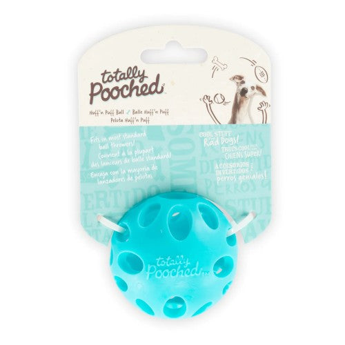 Messy Mutts ''Totally Pooched, Huff'n Puff Ball'' Jouet balle pour chien, Bleue