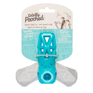 Messy Mutts "Totally Pooched, Squeak N' Stuff" Jouet en caoutchouc pour chien, Gris et bleu