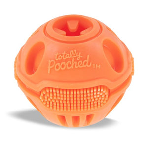 Messy Mutts "Totally Pooched, Stuff 'n Brush" Jouet balle en caoutchouc pour chien, Orange