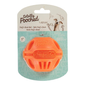 Messy Mutts "Totally Pooched, Stuff 'n Brush" Jouet balle en caoutchouc pour chien, Orange