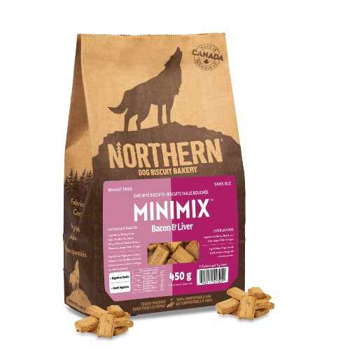 Northern Mini Mix - Biscuits sans blé pour chien, Bacon + Foie 450 gr