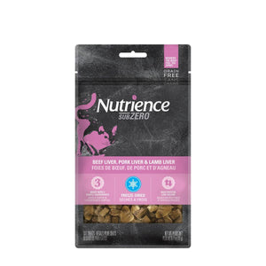 Gâteries Nutrience SubZero Sans grains à protéines multiples, Foie de bœuf, de porc et d'agneau, 30g