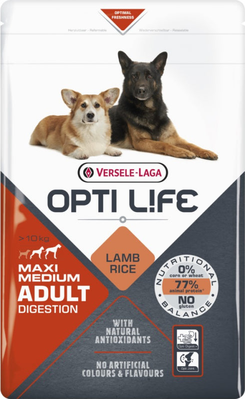 Nourriture Opti Life chien Digestion Medium et Maxi à l'agneau