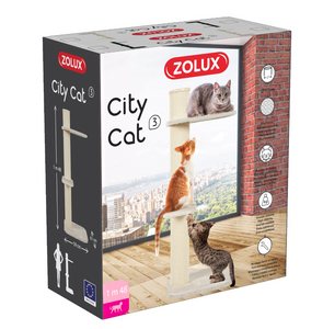 Poteau à griffer City Cat 3 Zolux avec 2 plateformes, beige, 59 x 61 x 148 cm