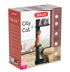 Poteau à griffer City Cat 3 Zolux avec 2 plateformes, gris, 59 x 61 x 148 cm