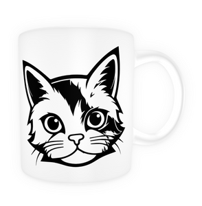 Tasse en céramique-Thème animaux-Chat noir et blanc