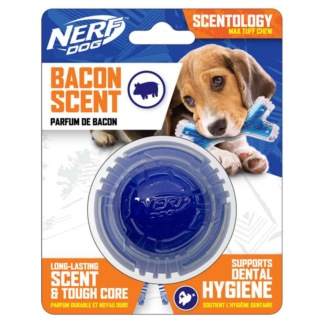 Balle Scentology Nerf Dog, parfum de bacon, bleu, Diam. 6,3 cm (2,5 po) - Boutique Le Jardin Des Animaux -jouet chienBoutique Le Jardin Des AnimauxVP6940