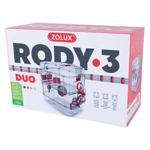 Cage Duo Rody 3 pour hamster, deux étages, rouge, 41 x 27 x 40,5 cm - Boutique Le Jardin Des Animaux -Habitat pour petit mammifèreBoutique Le Jardin Des AnimauxVP1704