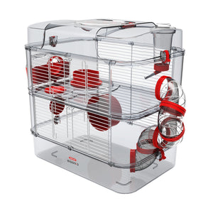 Cage Duo Rody 3 pour hamster, deux étages, rouge, 41 x 27 x 40,5 cm - Boutique Le Jardin Des Animaux -Habitat pour petit mammifèreBoutique Le Jardin Des AnimauxVP1704