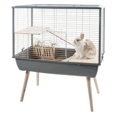 Cage Neo Muki, barreaux larges (15 mm), grise avec grillage blanc, 78 x 48 x 58 cm - Boutique Le Jardin Des Animaux -Habitat pour petit mammifèreBoutique Le Jardin Des AnimauxVP1632