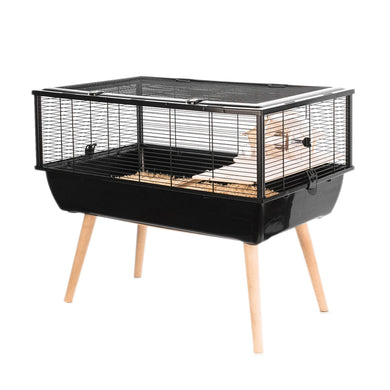 Cage Neo Noire, barreaux étroits (9 mm), noire avec grillage noir, 78 x 48 x 36 cm - Boutique Le Jardin Des Animaux -Habitat pour petit mammifèreBoutique Le Jardin Des AnimauxVP1625